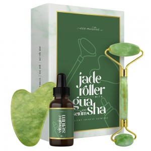 Gua sha sæt med ansigtsrulle og c-vitamin serum